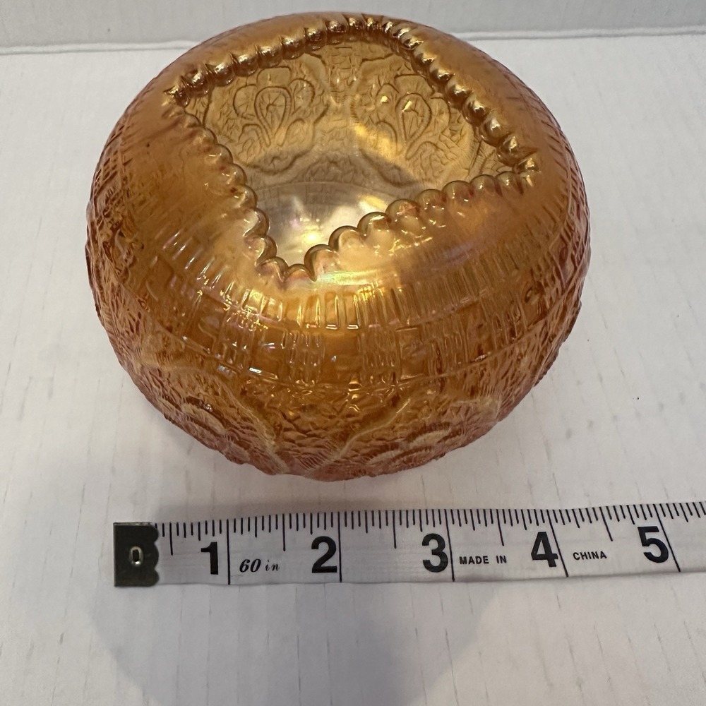 Vintage Fenton Marigold Carnival‎ Glass Persian Hair Receiver Rose Bowl Antique - Picture 8 of 8